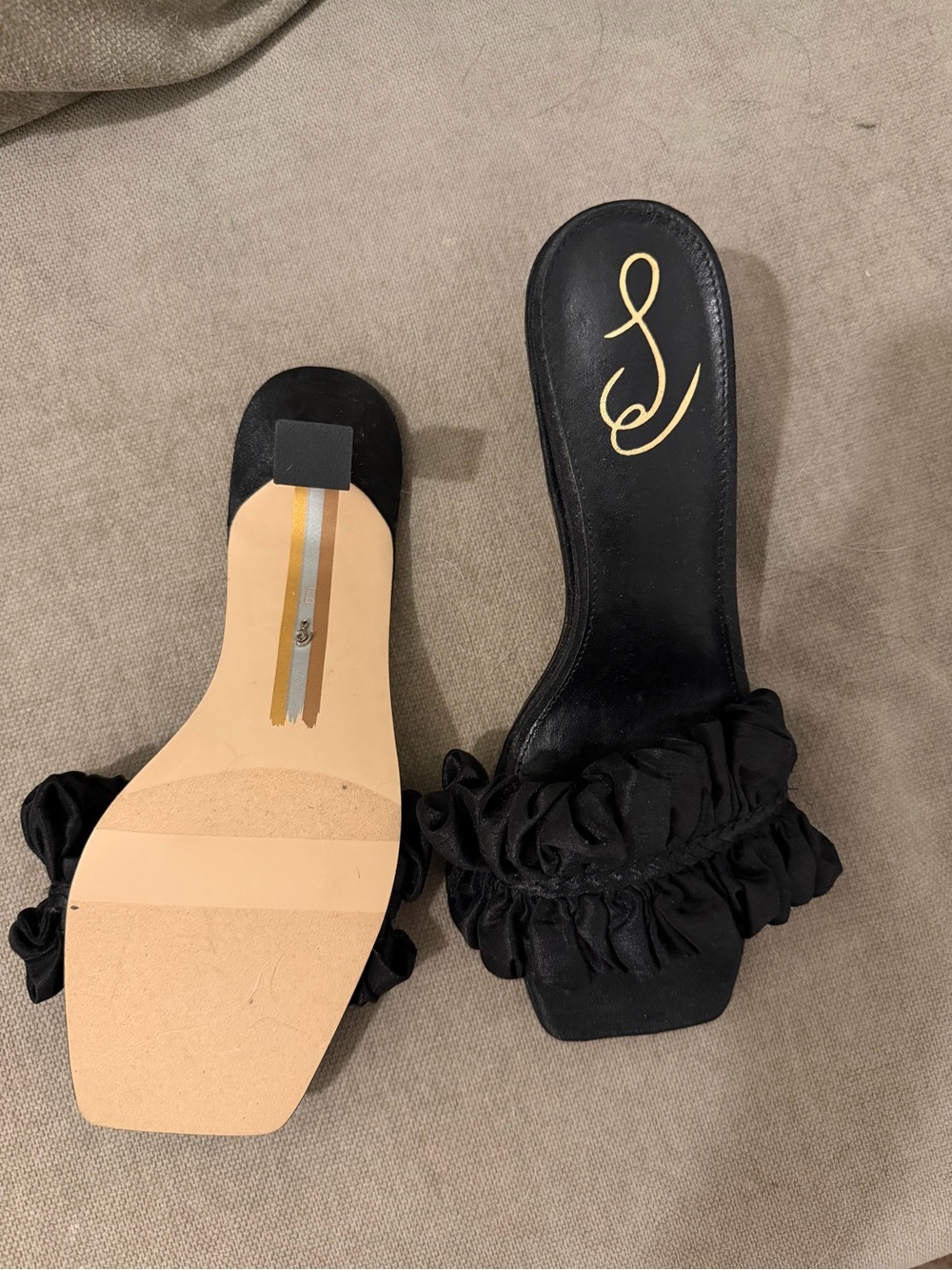 Black Ruffled Sam Edelman Heels - Picture 3 of 4